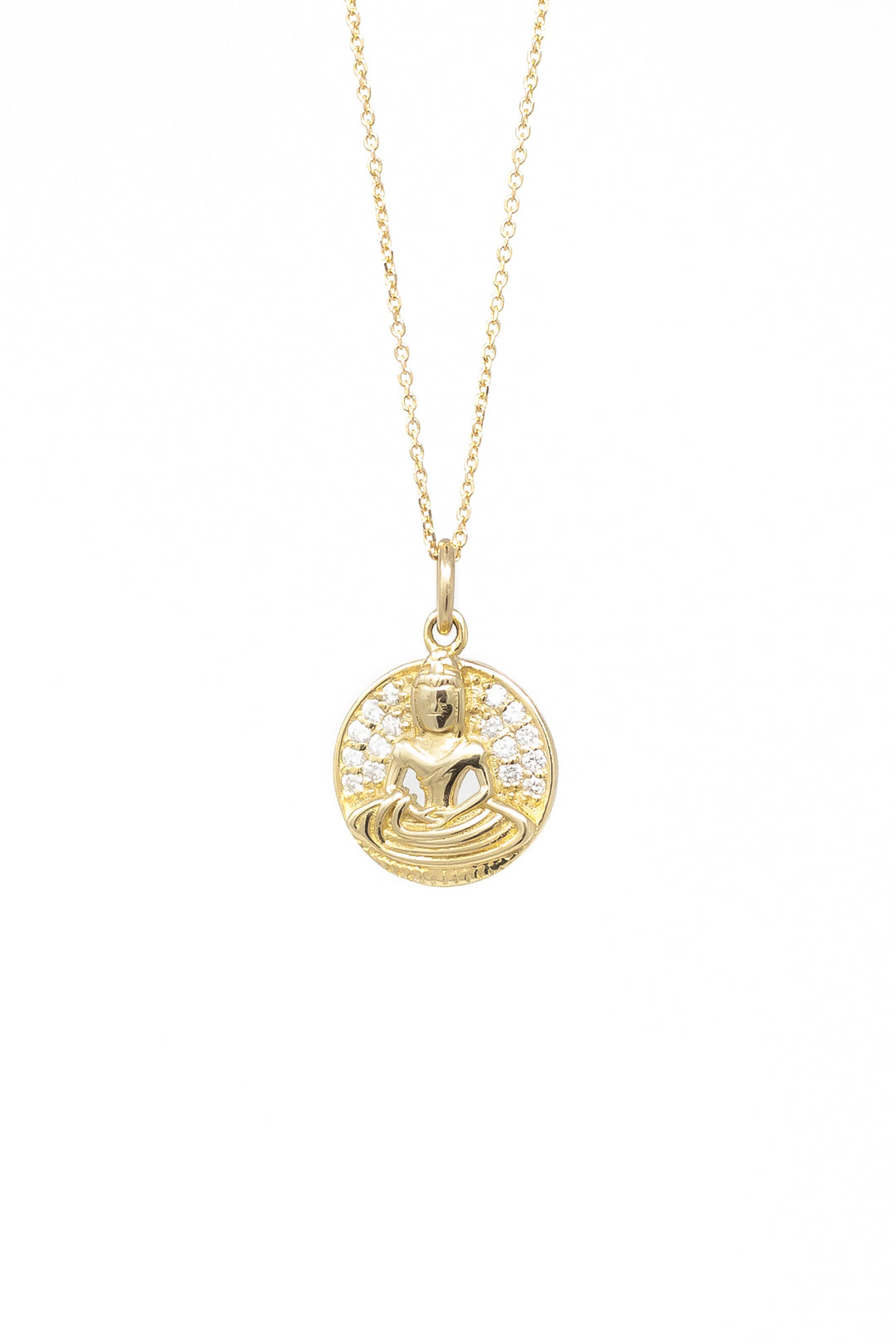 14K W DIA BUDDAH NECKLACE - Kingfisher Road - Online Boutique