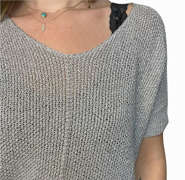 CROCHET LUREX SWEATER - Kingfisher Road - Online Boutique