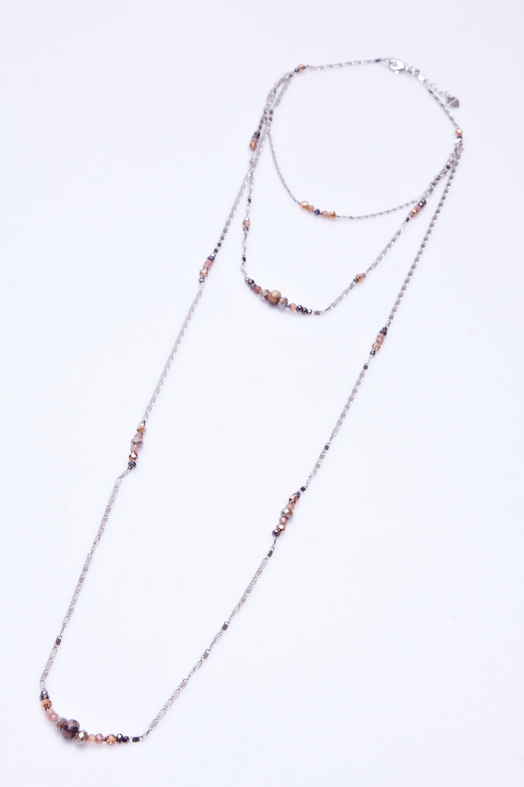 METALLIC BEADED TRIPLE LAYER NECKLACE - Kingfisher Road - Online Boutique