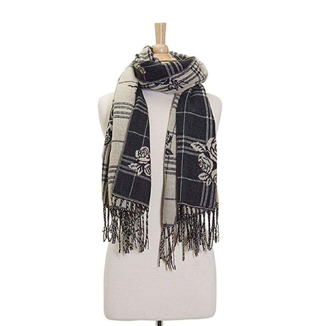 PLAID ROSES REVERSIBLE SCARF - Kingfisher Road - Online Boutique