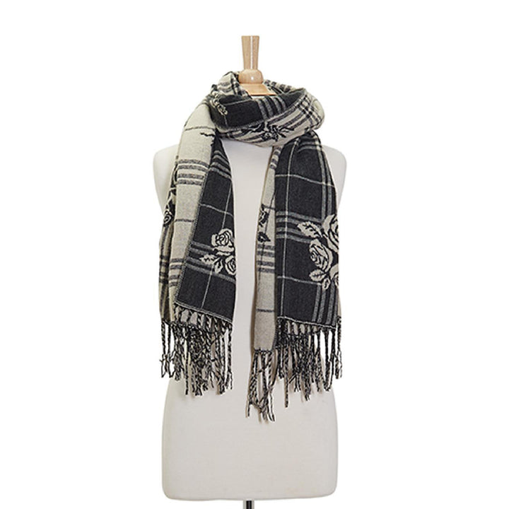 PLAID ROSES REVERSIBLE SCARF - Kingfisher Road - Online Boutique