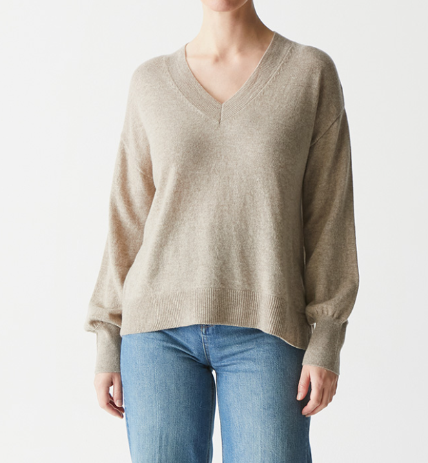 ODETTE V-NECK SWEATER-OATMEAL - Kingfisher Road - Online Boutique