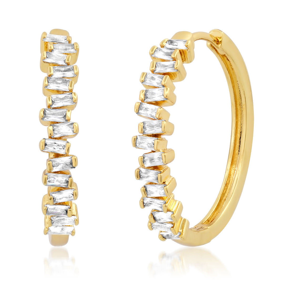 BAQUETTE CZ HOOP-GOLD - Kingfisher Road - Online Boutique