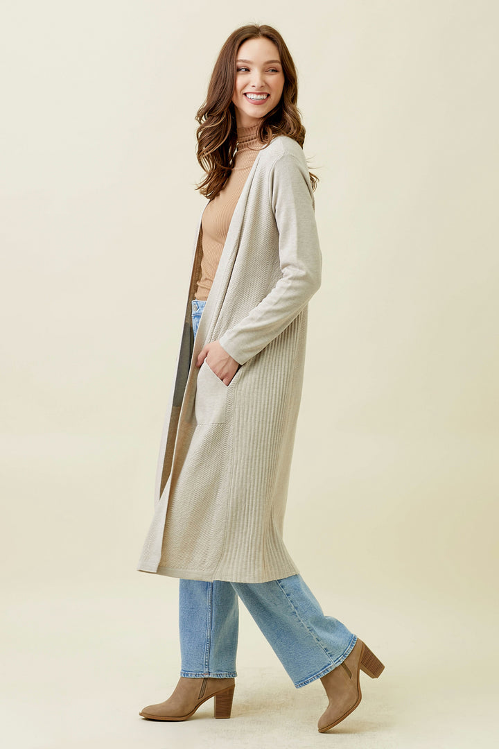 LONG CARDIGAN SWEATER-ALMOND - Kingfisher Road - Online Boutique