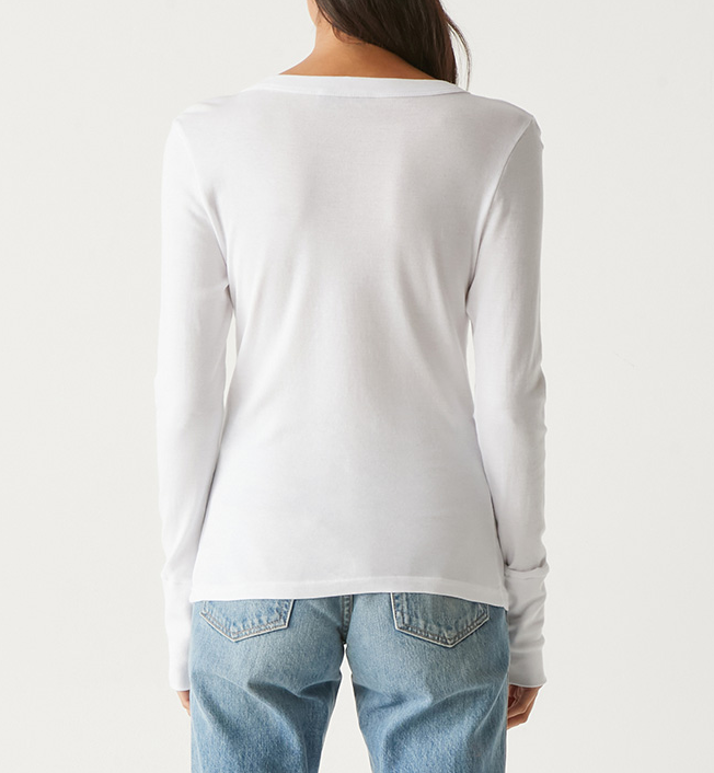 KELSO LONG SLEEVE CREW NECK TEE-WHITE - Kingfisher Road - Online Boutique