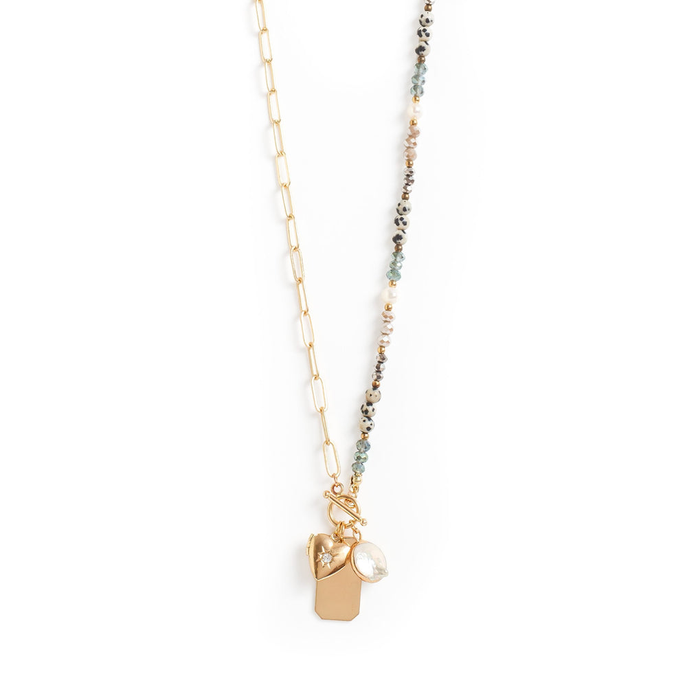 HALF CHAIN HALF CRYSTAL NECKLACE - Kingfisher Road - Online Boutique