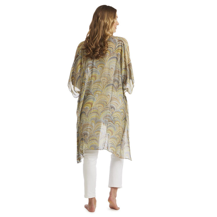MARBLED PRINT LONG KIMONO - Kingfisher Road - Online Boutique