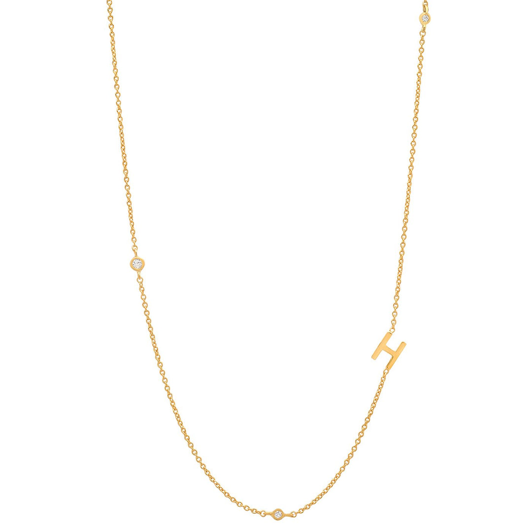 SIDEWAYS INITIAL NECKLACE w/ CZ ACCENTS - Kingfisher Road - Online Boutique