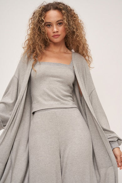 DREAMSCAPE HEATHERED COZY MAXI CARDI - HEATHER GREY - Kingfisher Road - Online Boutique
