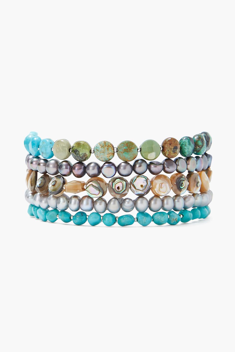 TURQUOISE MIX 5 LAYER NAKED WRAP BRACELET - Kingfisher Road - Online Boutique