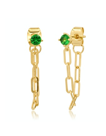 FRONT TO BACK CHAIN LINK STUD EARRING - EMERALD - Kingfisher Road - Online Boutique