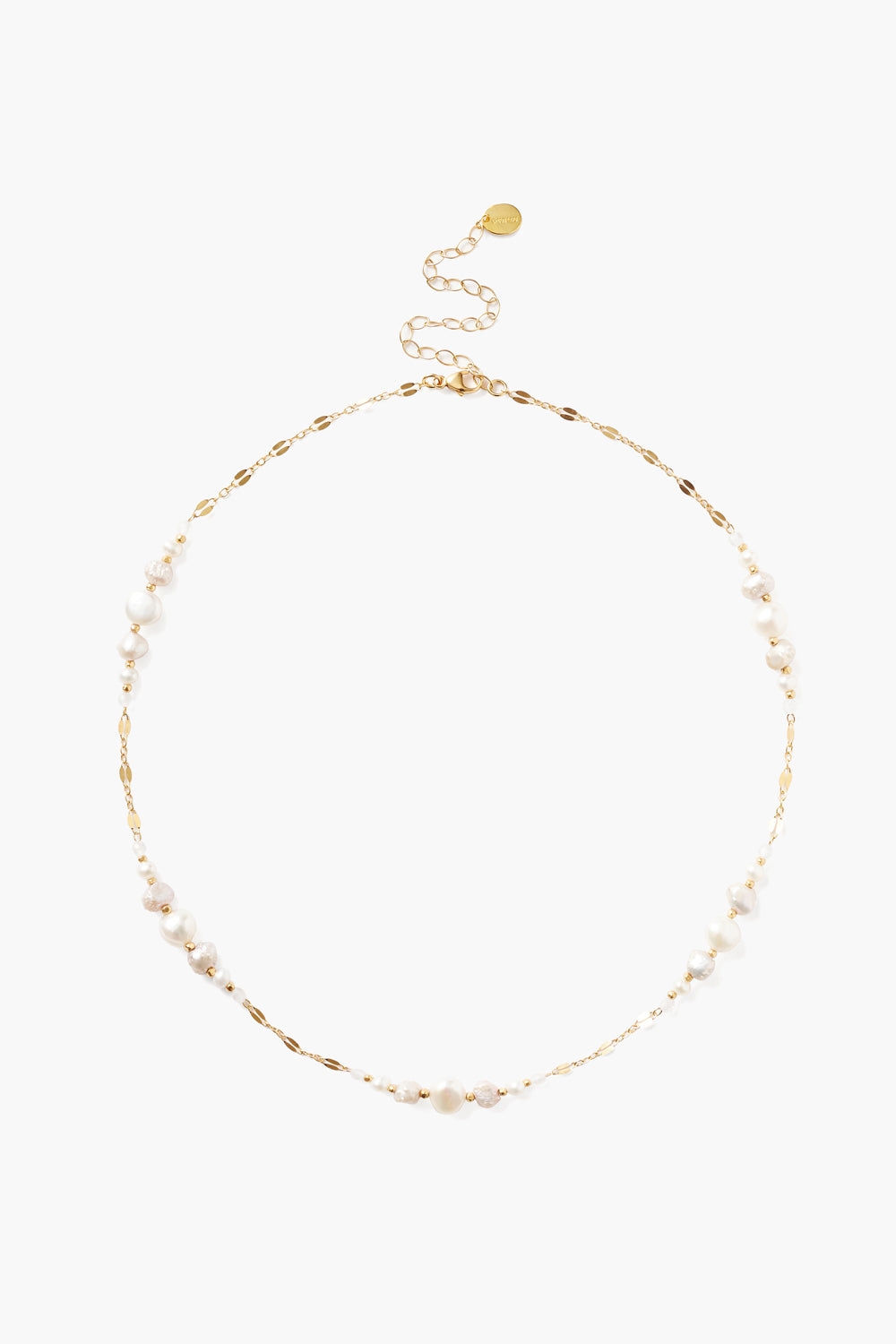 WHITE PEARL MIX ADJUSTABLE MOONSTONE CHAIN NECKLACE - Kingfisher Road - Online Boutique