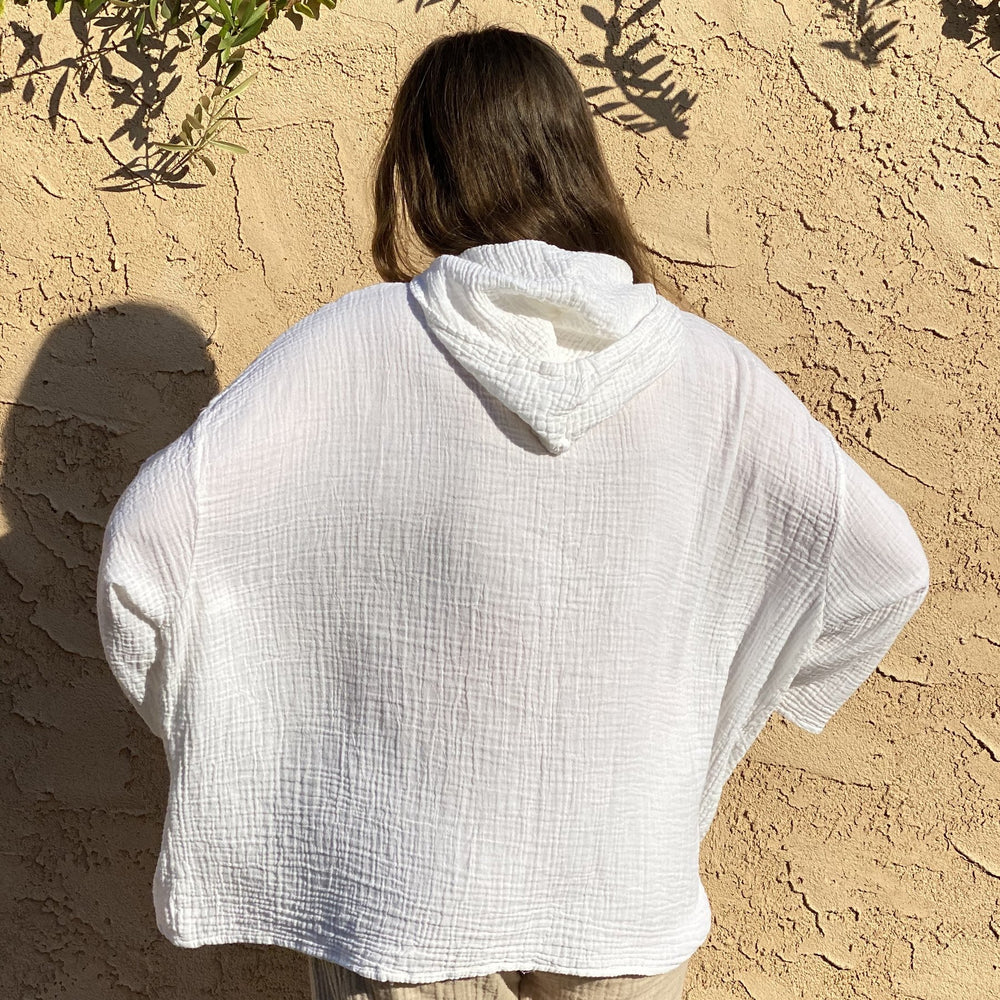 WHITE COTTON HOODIE - Kingfisher Road - Online Boutique