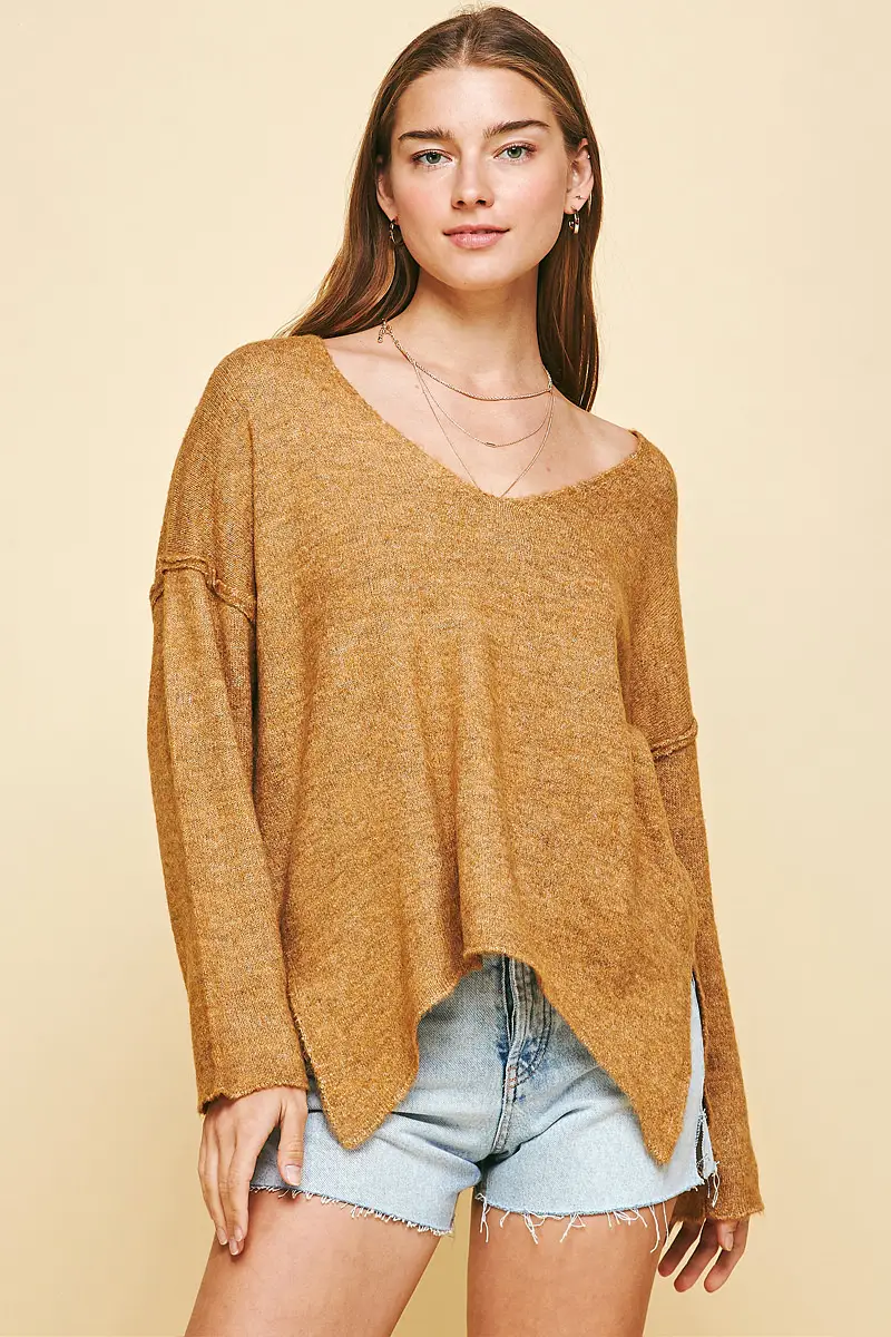 MUSTARD SOFT V-NECK SWEATER - Kingfisher Road - Online Boutique