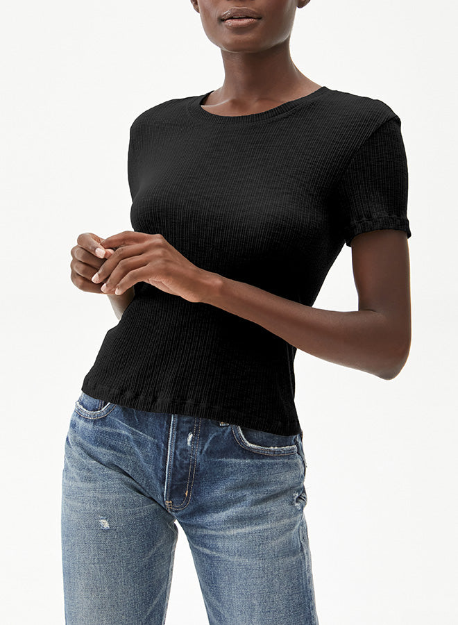 CORA CROPPED BABY TEE - BLACK - Kingfisher Road - Online Boutique
