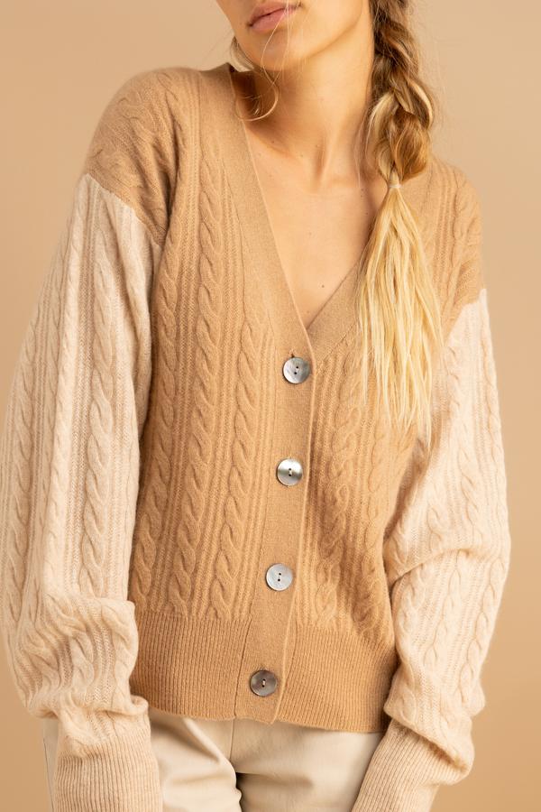 COLOURBLOCK CAPRI CABLE CARDI - Kingfisher Road - Online Boutique