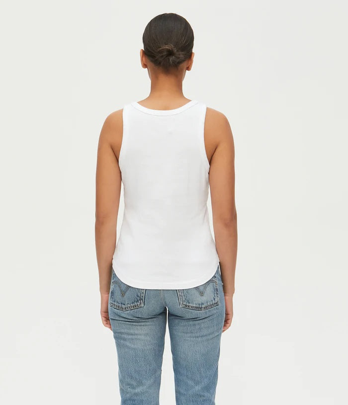 WHITE LUNA Y NECK HENLEY TANK - Kingfisher Road - Online Boutique
