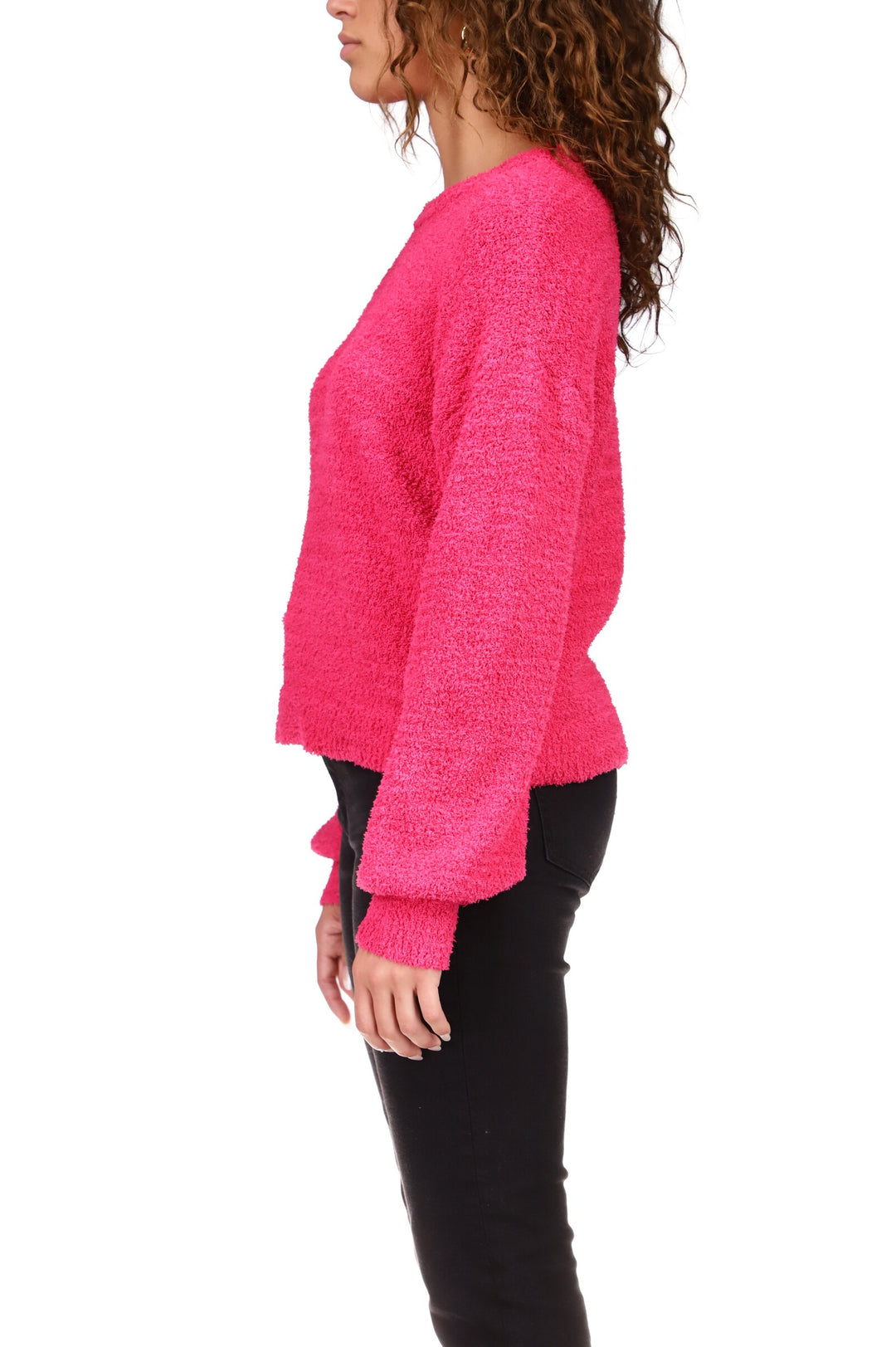 PLUSH VOLUME SLEEVE SWEATER - POWER PINK - Kingfisher Road - Online Boutique