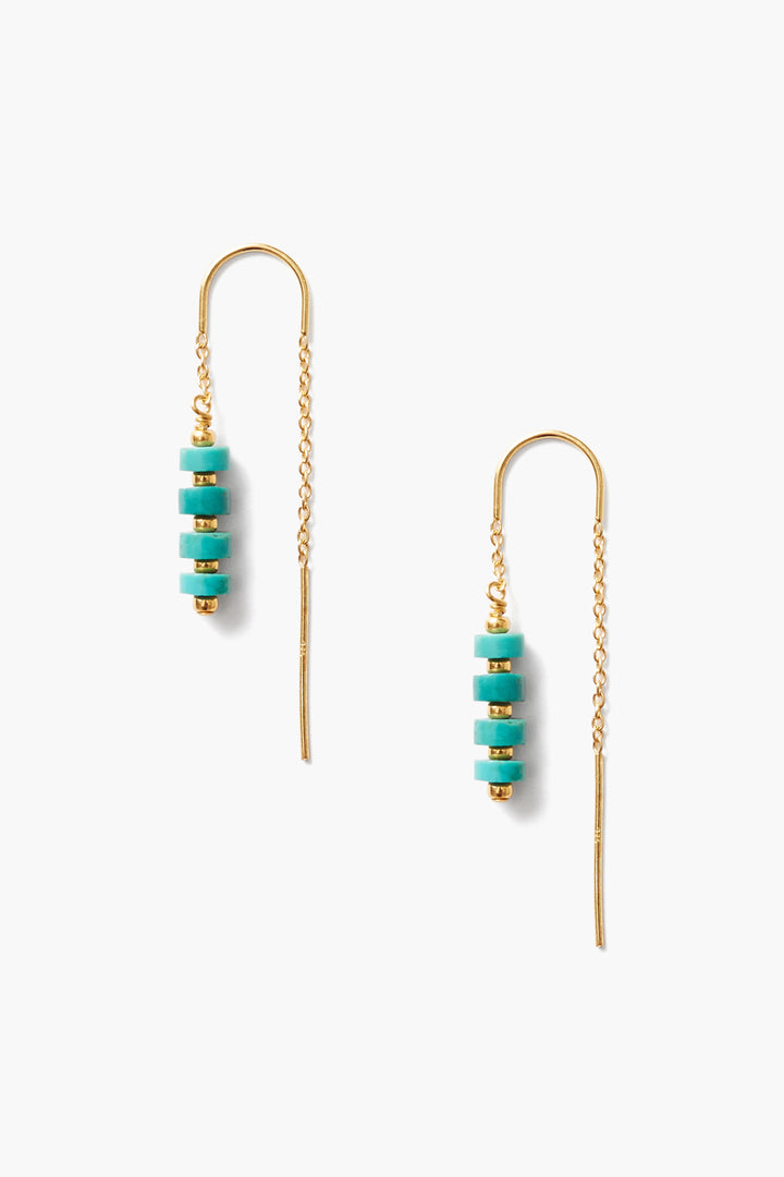 TURQUOISE THREADER DROP EARRING - Kingfisher Road - Online Boutique