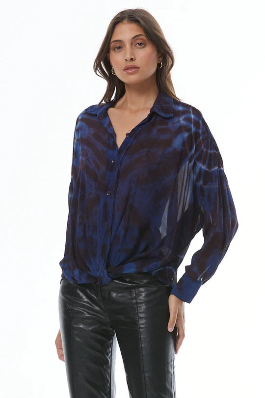 TOURIST CHIFON TOP-JEWEL BLUE SPIN WASH - Kingfisher Road - Online Boutique