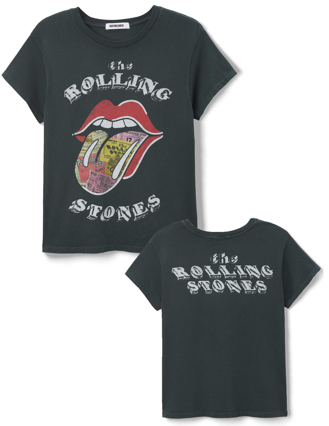 ROLLING STONES TICKET FILL TONGUE TOUR TEE-VINTAGE BLACK