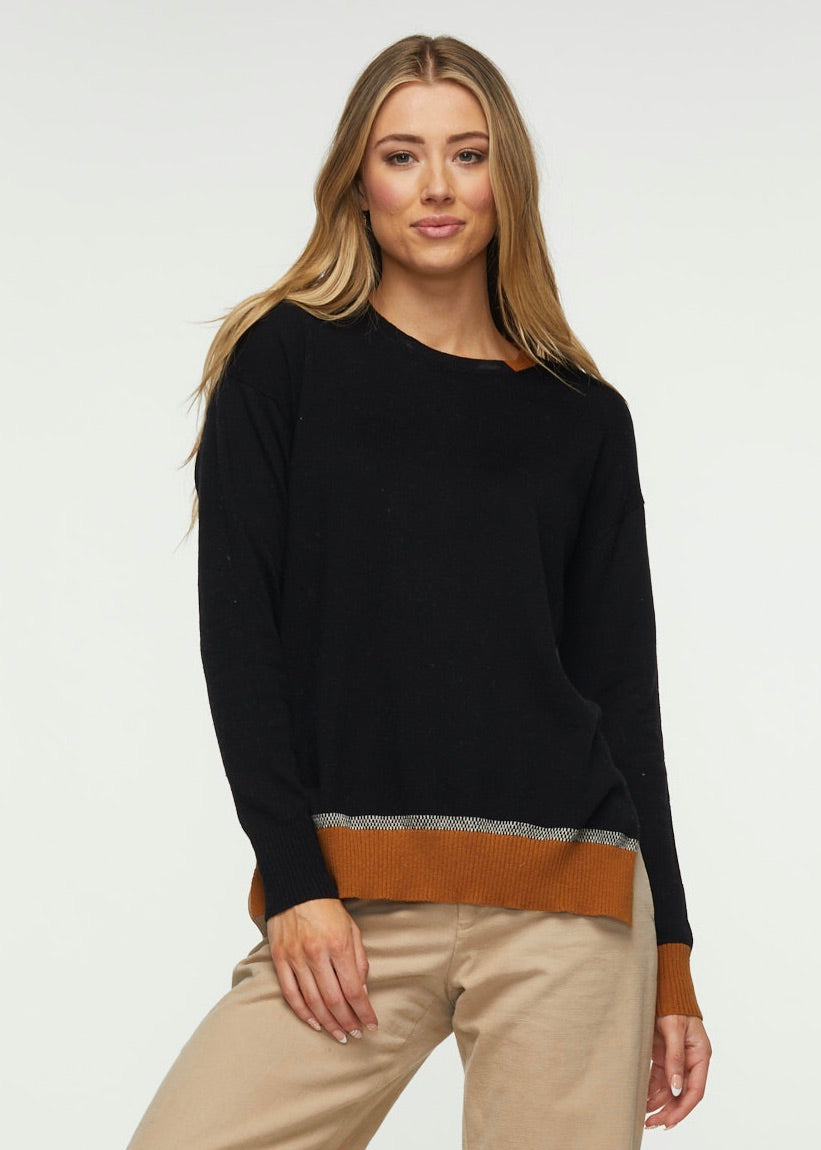 TWO TONE SWEATER - BLACK - Kingfisher Road - Online Boutique