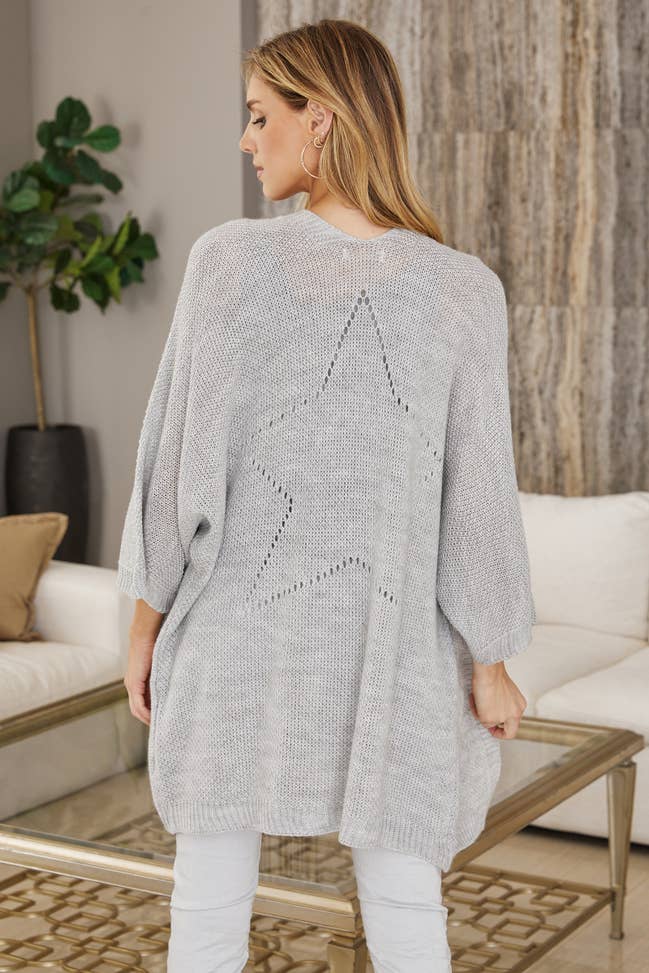 STAR PATCH CARDIGAN-PEARL GREY - Kingfisher Road - Online Boutique