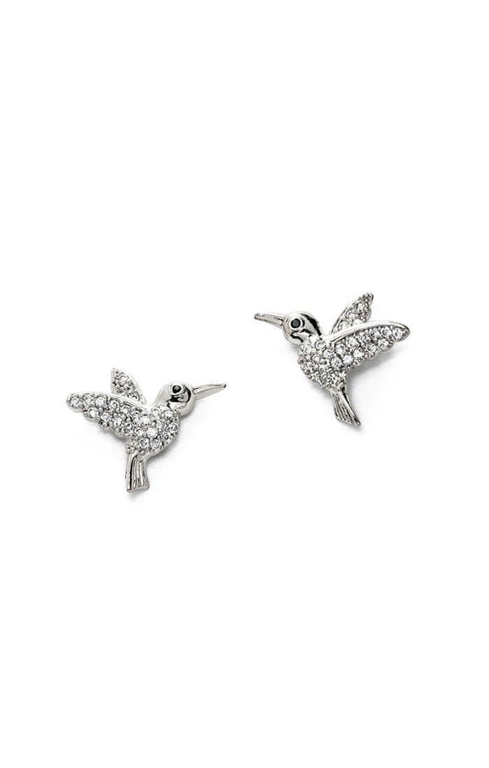 HUMMING BIRD STUD EARRING - SILVER - Kingfisher Road - Online Boutique