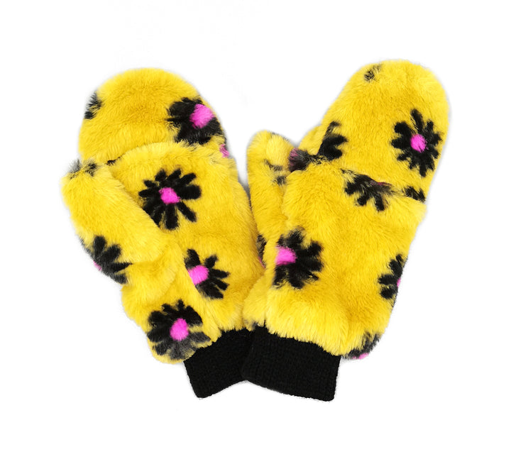 FLORAL FAUX FUR POP-TOP MITTENS - Kingfisher Road - Online Boutique