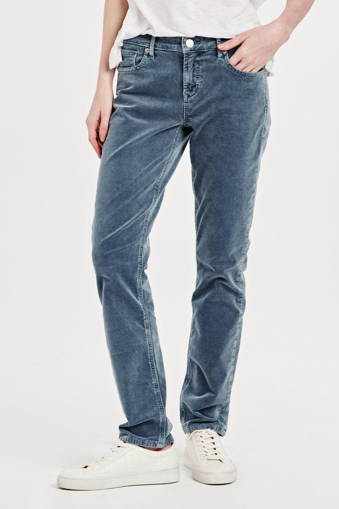 BLAIRE SLIM STRAIGHT PANTS HI-RISE - DUSTY BLUE - Kingfisher Road - Online Boutique