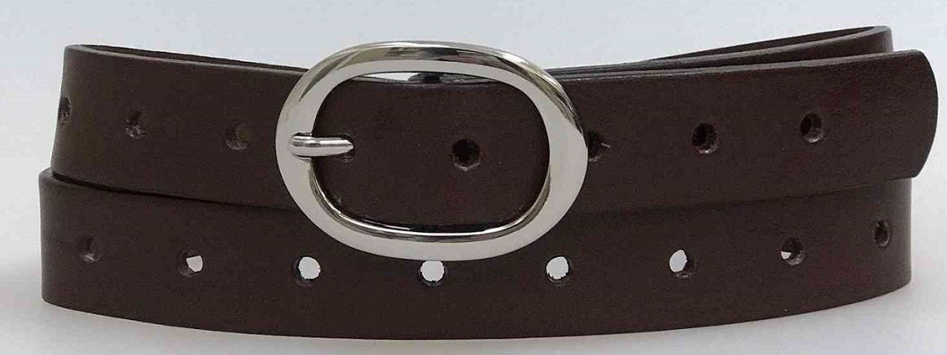 CENTER PERFORATION WITH OVAL NICKLE BAR BUCKLE-BROWN - Kingfisher Road - Online Boutique