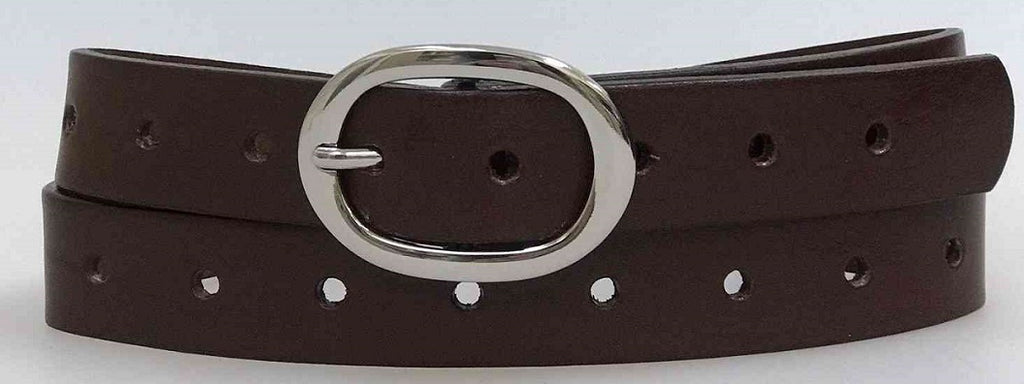 LANDES Women's Leather Belt with Brass Buckle