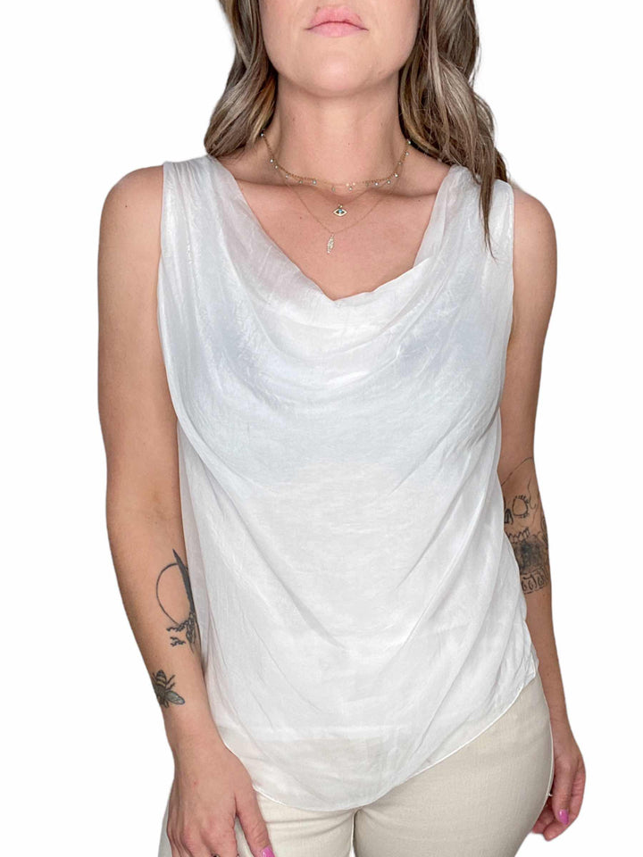 WHITE SILK SLEEVLESS TOP - Kingfisher Road - Online Boutique