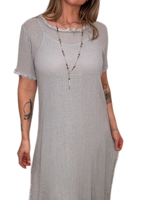 COTTON 2 PIECE LONG DRESS-SILVER - Kingfisher Road - Online Boutique