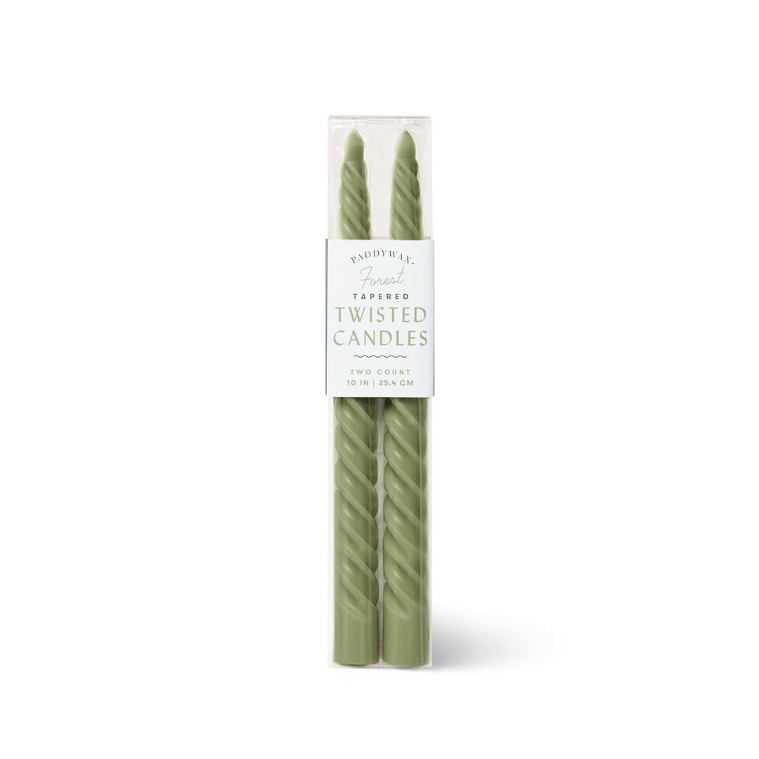TWISTED TAPER BOXED CANDLES - FOREST GREEN - Kingfisher Road - Online Boutique