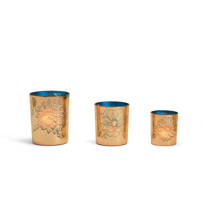 GOLD FLORAL CANDLE HOLDERS-LG - Kingfisher Road - Online Boutique