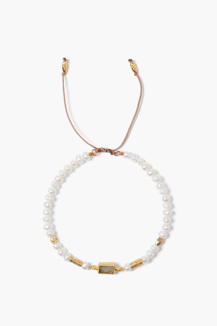 WHITE PEARL PULL TIE BRACELET - Kingfisher Road - Online Boutique