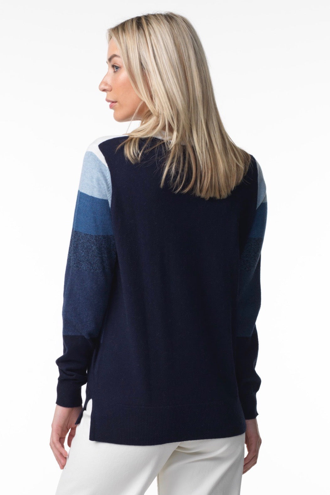 MULTI BLUE STRIPE SWEATER - DENIM - Kingfisher Road - Online Boutique