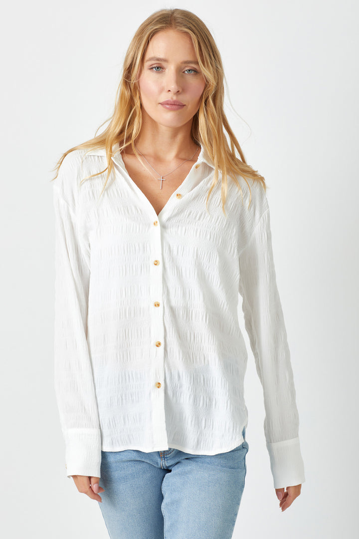 TEXTURED STRIPE BUTTONDOWN SHIRT-OFF WHITE - Kingfisher Road - Online Boutique