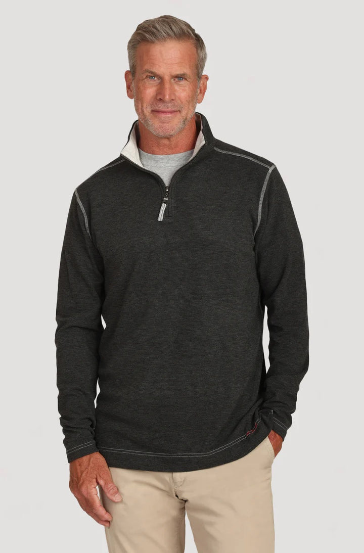 1/4 ZIP PULLOVER WITH STITCHING - CHARCOAL - Kingfisher Road - Online Boutique