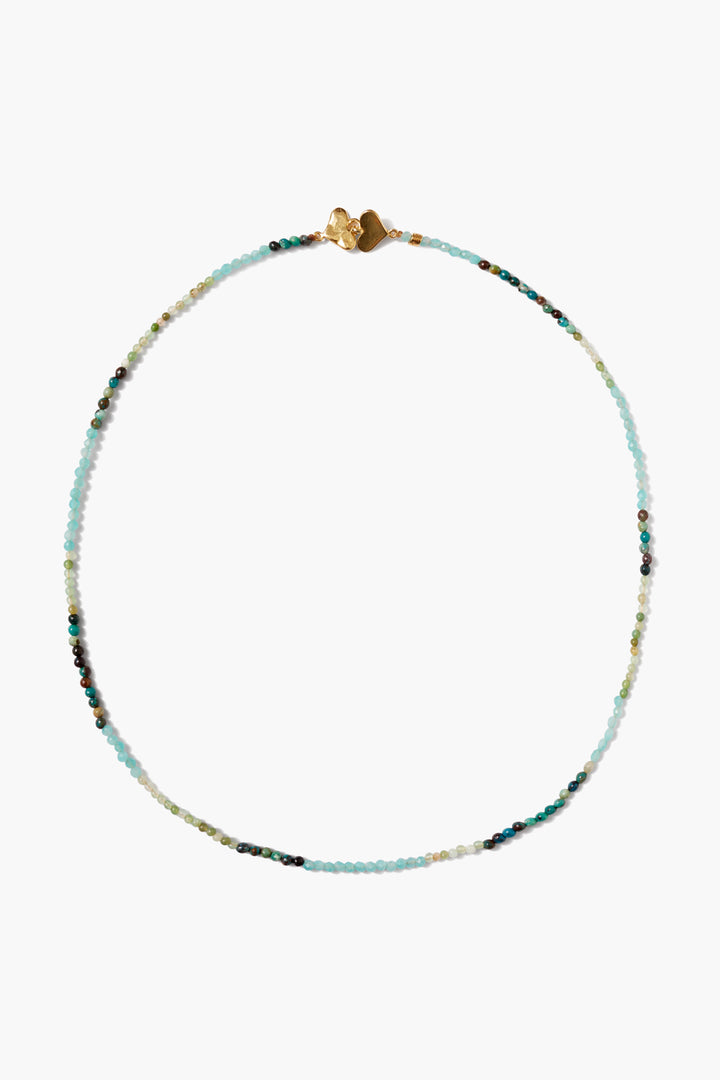 AMAZONITE MIX BEADED W/ HEART CHARM NECKLACE - Kingfisher Road - Online Boutique