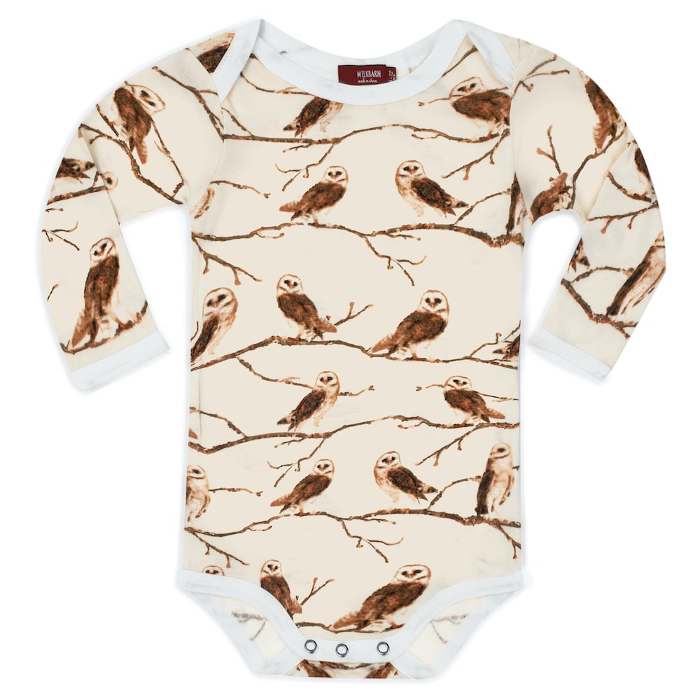 LONG SLEEVE BAMBOO OWL ONESIE - Kingfisher Road - Online Boutique