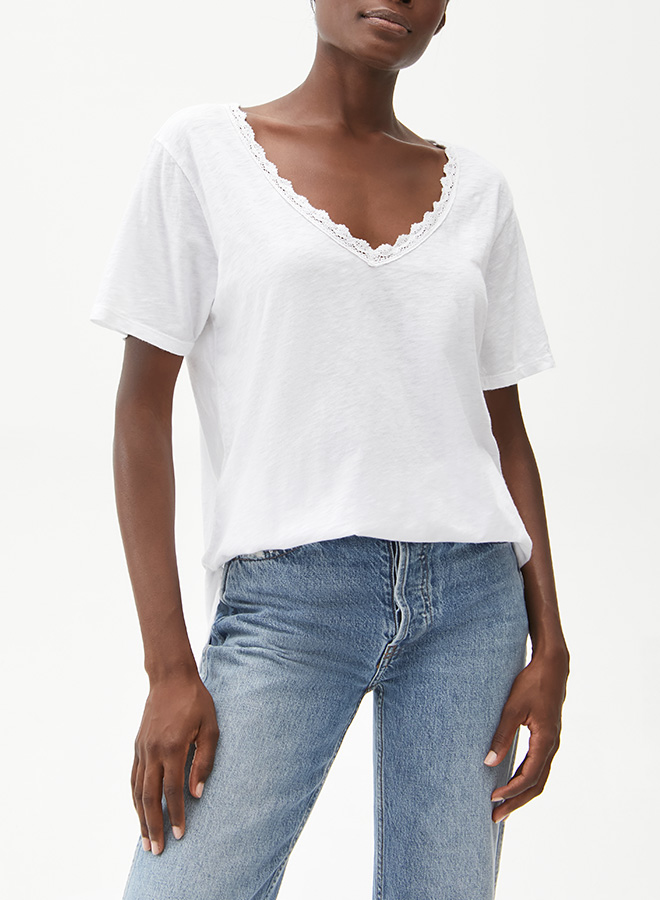 WHITE ARINA LACE V-NECK TOP - Kingfisher Road - Online Boutique