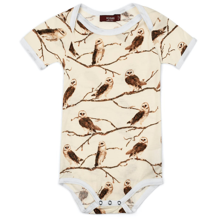 SHORT SLEEVE BAMBOO OWL ONESIE - Kingfisher Road - Online Boutique