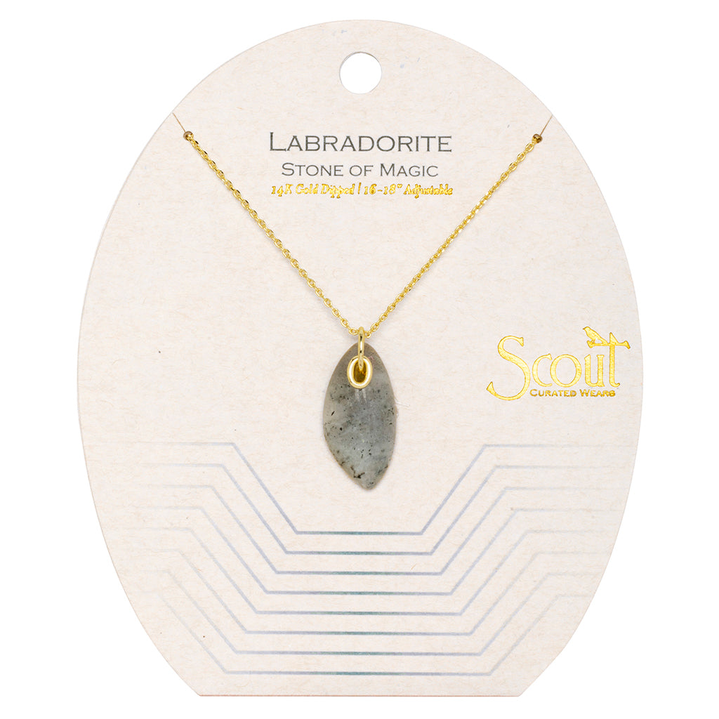 ORGANIC STONE NECKLACE LABRADORITE/GOLD - Kingfisher Road - Online Boutique