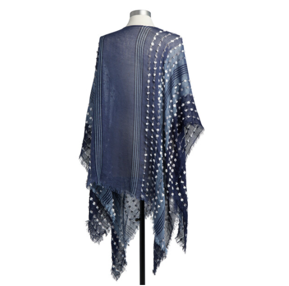 TEXTURED PONCHO NAVY MIX - Kingfisher Road - Online Boutique