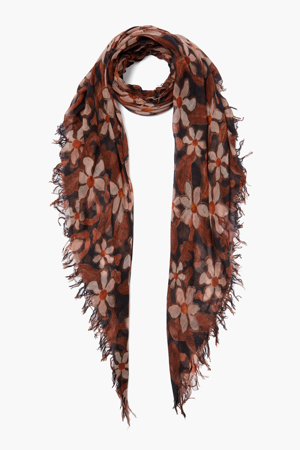 CASHMERE SILK ABSTRACT FLORAL SCARF-DARK SAPPHIRE - Kingfisher Road - Online Boutique