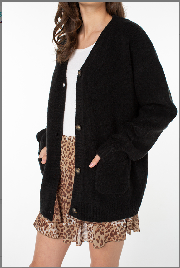 RODGERS BUTTONDOWN KNITTED CARDIGAN - BLACK - Kingfisher Road - Online Boutique