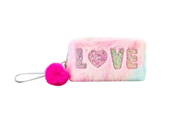 FAUX FUR LOVE COSMETIC BAG - Kingfisher Road - Online Boutique