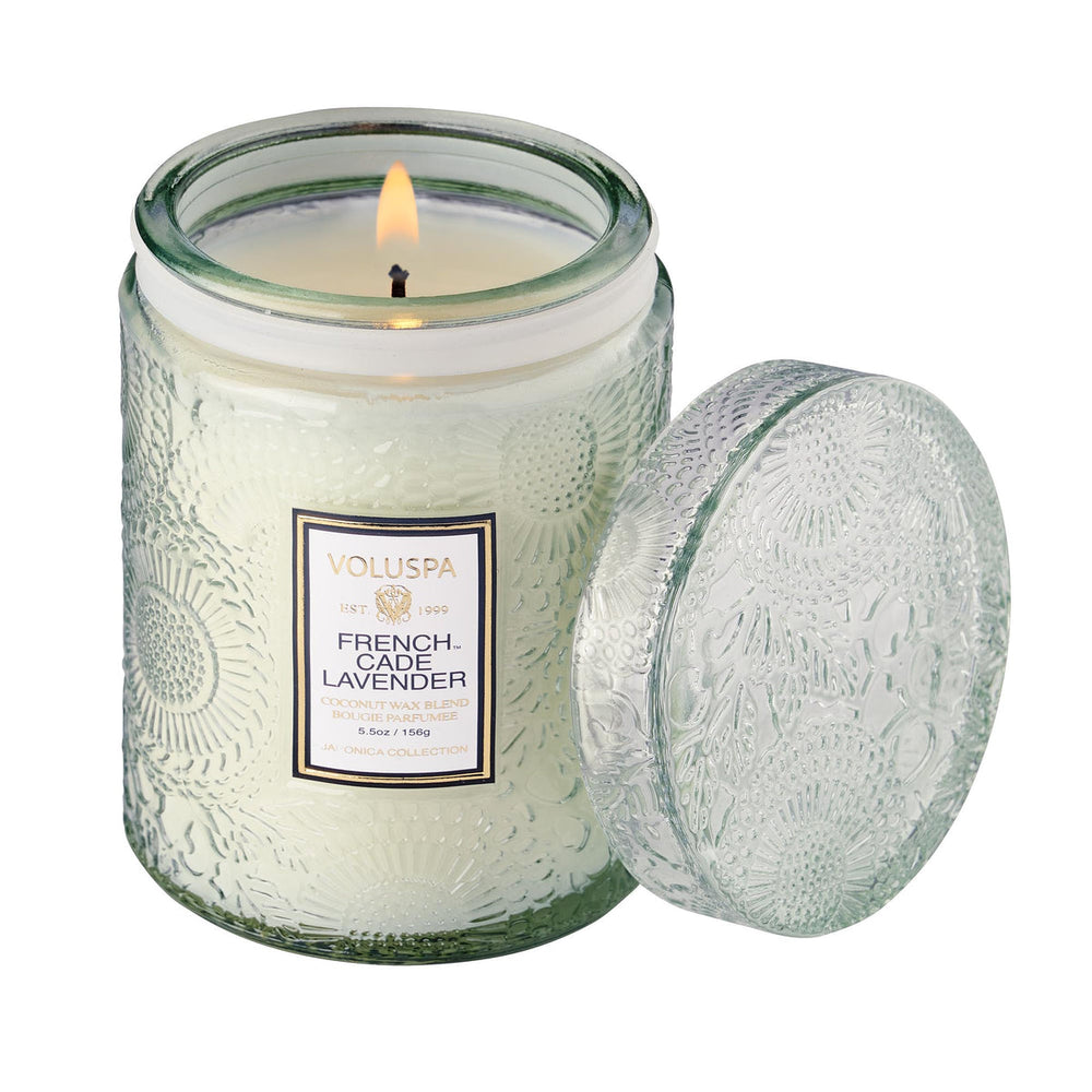 French Cade Lavender Small Glass Jar Candle - Kingfisher Road - Online Boutique
